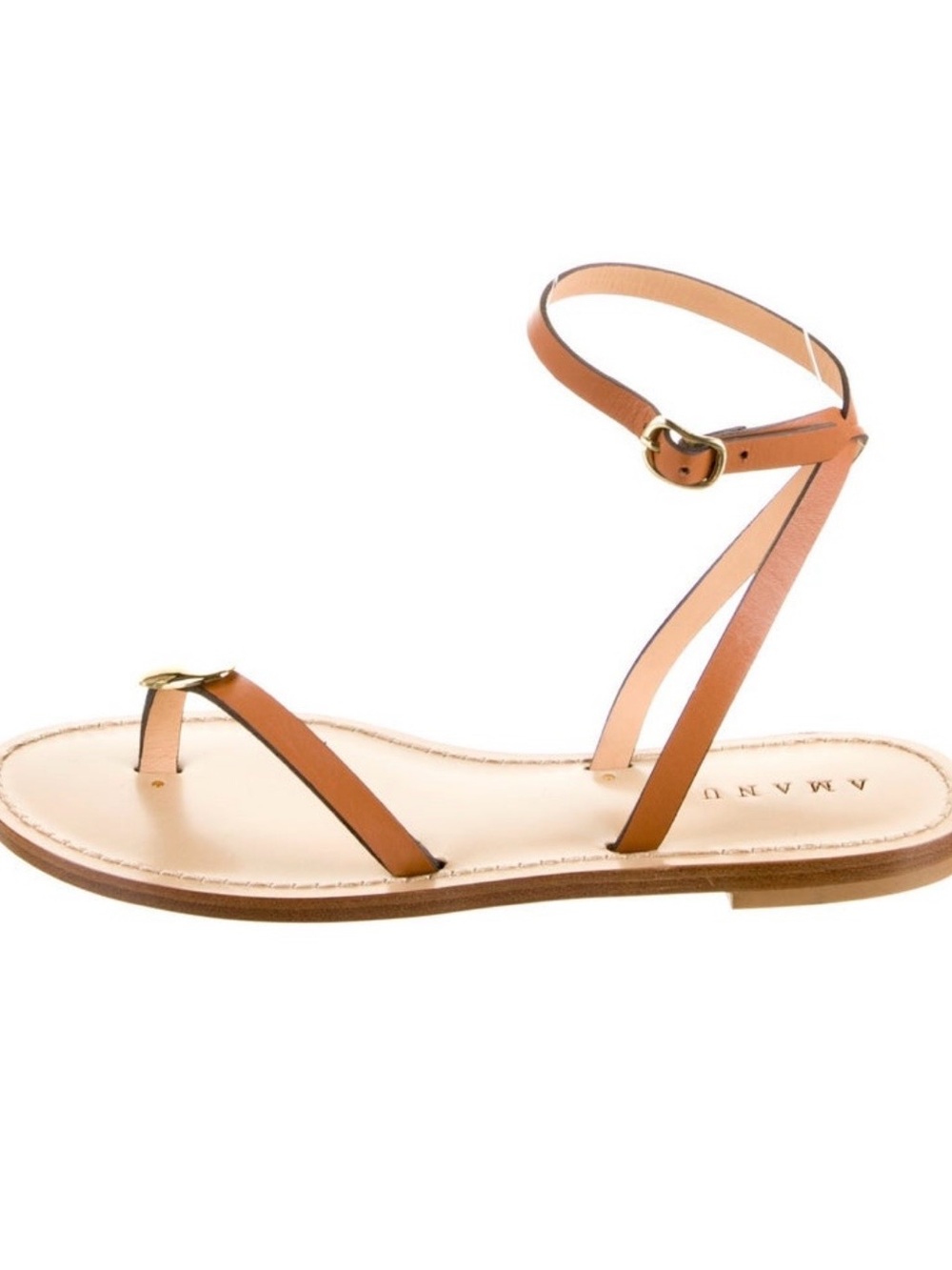 Amanu strappy Ankle-Toe Leather Sandal in Tan